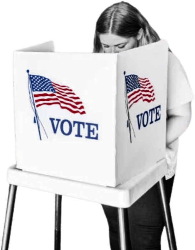 woman in voting booth